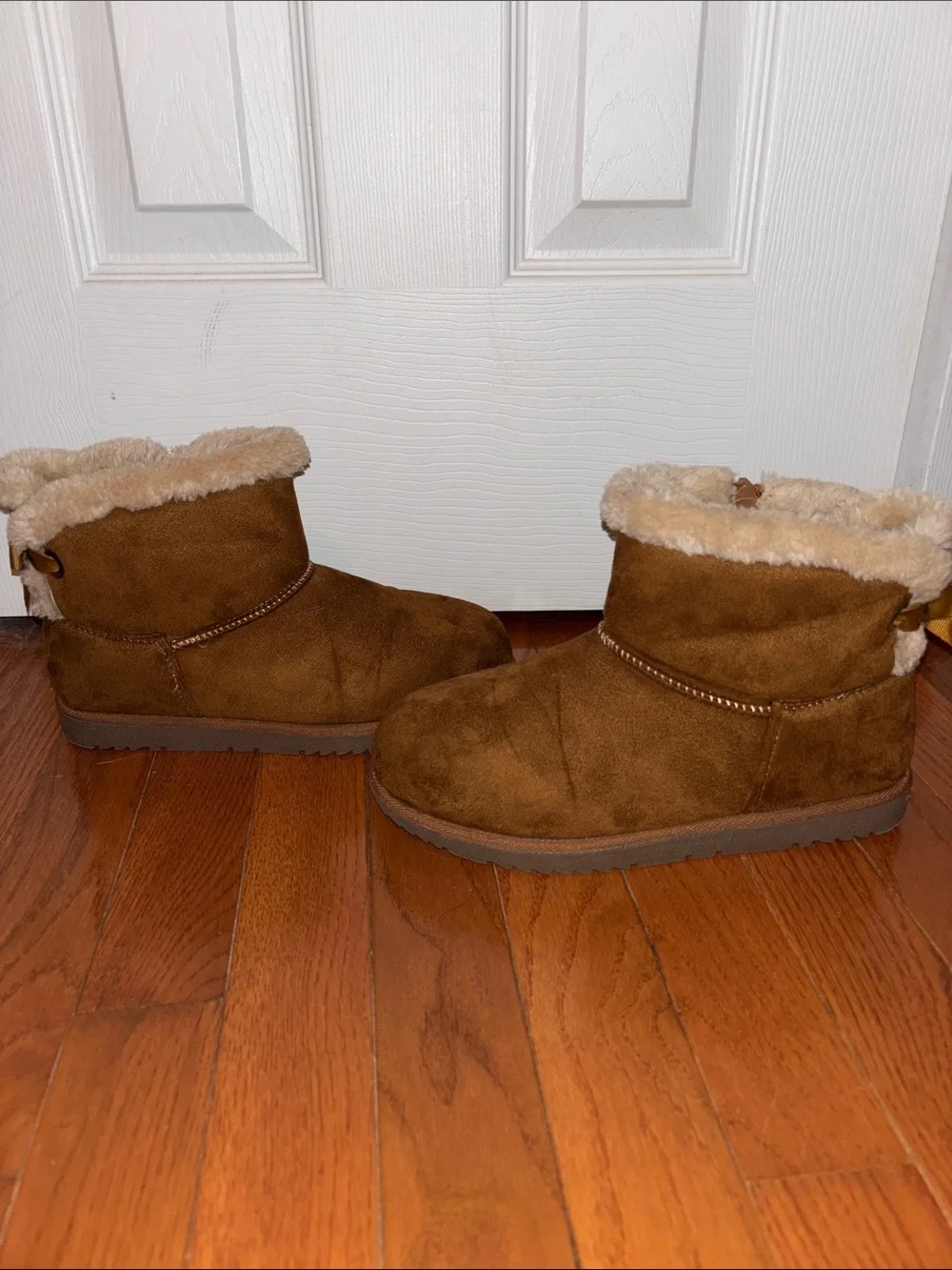 Hot Cakes Kids Brown Suede Shearling-Lined Ankle Boots